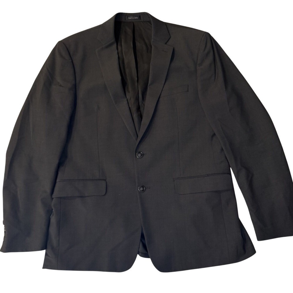 Calvin Klein 2 Piece Wool Suit Mens 42R Charcoal Grey Modern Formal Business - Picture 3 of 16